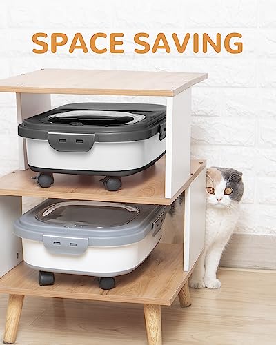 20-23 Lbs Dog Food Storage Container - Collapsible Dog Food Container with Attachable Casters and Scoop,Small Container, Pet Food Storage Containers to Keep Dry Food Fresh,Easy to Move | Dog Food Container with Double Airtight Seal & Magnetic Lid,Cat Food