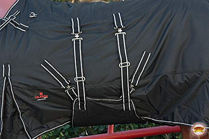 Black 66 in HILASON 1200D Winter Waterproof Poly Horse Turnout Blanket Belly Wrap - color: Black, size: 66 In