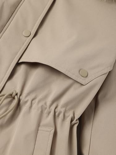 Bellivera Women's Plus Size Parka Jacket Long Winter Warm Hooded Zipper Coat - color: Beige, size: 4X