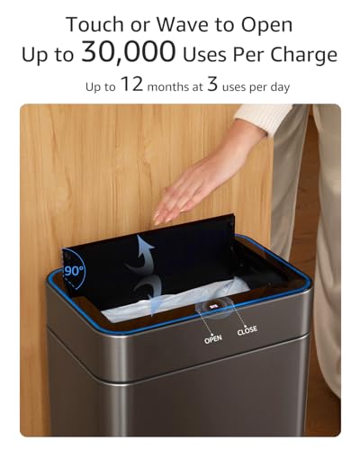 Automatic Trash Can Touchless 13 Gallon / 50L, Motion Sensor Trash Can with USB Rechargeable, Butterfly Soft-Close Lid & Ozone Sanitizing, Automatic Garbage Can for Kitchen (Includes 240 Trash Bags) - color: 240 Count Trash Bags