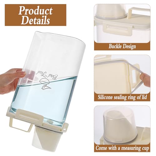 2 Pcs 3.17 Qt/3 L Bird Seed Storage Container Airtight- Portable Plastic Pet Food Container with Measuring Cup, Clear Wild Bird Seed Dispenser for Birds Pets Food Chicken Seed Storage, BPA Free