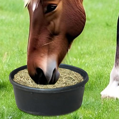Horse Feed Pan - 4L Livestock Feeding Tub, Rubber Water Container, Animal Food Bucket | Sturdy Farm Supply Bowl for Horse Cow Dog Cat Chicken Duck Pet Ranch Stable Outdoor Feeding Daily