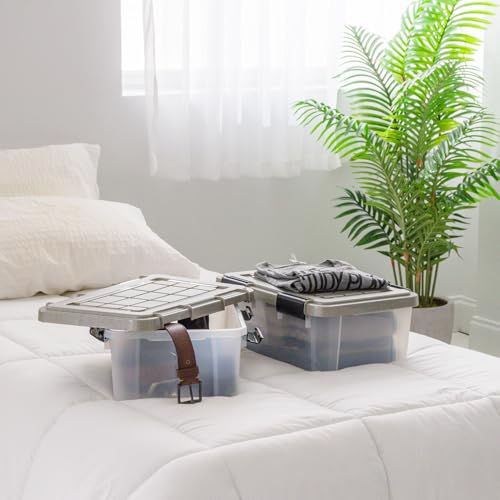 IRIS USA 16 Qt Storage Bins with Gasket Seal Lid, 3 Pack - BPA-Free, Heavy Duty Moving Containers Tight Latch, Weather Proof Tote, WEATHERPRO - Clear/Chrome - size: 16 Qt. - 3 Pack