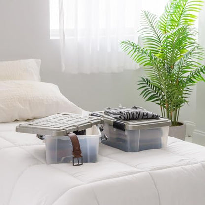 IRIS USA 16 Qt Storage Bins with Gasket Seal Lid, 3 Pack - BPA-Free, Heavy Duty Moving Containers Tight Latch, Weather Proof Tote, WEATHERPRO - Clear/Chrome - size: 16 Qt. - 3 Pack