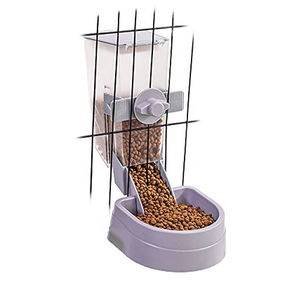 Oncpcare 1L Rabbit Cage Automatic Feeder Food Dish Small Animal Bin Feeder with Lid for Bunny Cat Ferret Chinchilla Guinea Pig - color: Purple