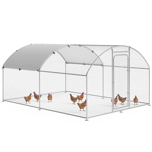 Large Metal Chicken Coop with Waterproof and UV-Resistant Cover, Outdoor Walk-in Cage Hen House for Yard Farm Rabbit Duck Chicken Run Dome Roof (10’ W x 13.2’ L x 6.4’ H) - size: 157.5"L x 118.1"W x 78.0"H