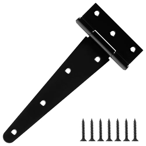 8 Inch Shed Door Hinges T-Strap Gate Hinge Heavy Duty 2 Pack Barn Farm Fence Tee Hinges for Doors Outdoor Kitchen Wood Cabinet Interior Exterior Window Bar Shop Matte Blake Door Hinge Hardware Kit - size: 2Pack-8inch