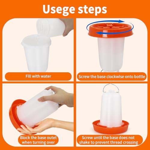 Chicken Feeder and Waterer Kit, 1L Feeder and 1.5L Waterer with 3 Heights Adjustable Legs,Poultry Feeder and Hanging Drinker No Spill/Waste for Chicken Coop, Ducks, Birds
