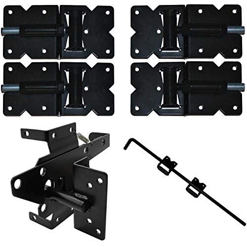 Vinyl Fence Gate Double Gate Hardware Kit Black (for Vinyl, PVC etc Fencing) - Double Fence Gate Kit has 4 Hinges, 1 Latch, and 1 Drop Rod - size: Black Double Gate Kit
