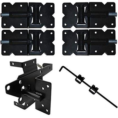 Vinyl Fence Gate Double Gate Hardware Kit Black (for Vinyl, PVC etc Fencing) - Double Fence Gate Kit has 4 Hinges, 1 Latch, and 1 Drop Rod - size: Black Double Gate Kit