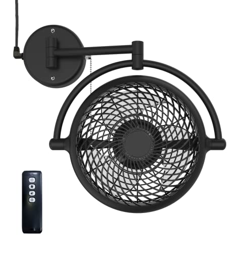 Vento VIVI-DC 10 In. Wall Mount Swivel fan with Folding Arm (Black) - color: Black
