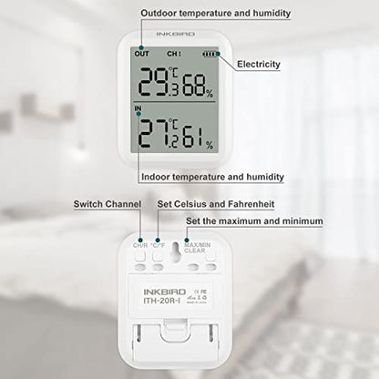 Inkbird ITH-20R Wireless Hygrometer Thermometer Indoor Outdoor Sensor