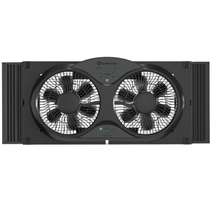 Comfort Zone 9-Inch Reversible Twin Window Fan with Remote Control – 3-Speed Dual Blade Fan with Exhaust, Cooling & Circulate Modes, Expandable Width 23.5" to 37", Removable Bug Screen & Tabletop Feet - color: Black, size: 9 inch (3-Speed w/Remote)