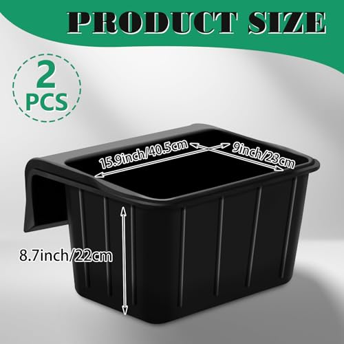 Maxdot 2 Pcs 17 Quart Rubber Horse Hook Feeders Over Hanging Fence Feeder Heavy Duty Mountable Rubber Feed Bucket for Farm Stalls Pasture, Stable to Feed Horses Sheep Cattle Cows Etc