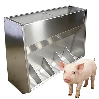 Hog Feeder for Pigs Heavy Duty Steel Piglets Feeder, Moisture Proof Piglet Creep Feeder with Self Feeder, Multipurpose Trough Creep Feeder Outdoor Livestock Feeder, for Barn, Farm,Silver,90cm - size: 90cm
