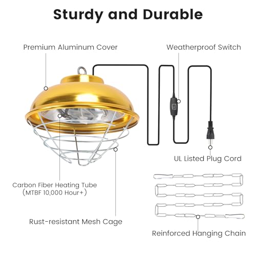 Hanging Chicken Coop Heater, 300W 2 Heating Levels Premium Waterproof Heaters for Chicks Brooder Pen, Duck, Pet House, Poultry, Greenhouse Plant - size: Small Heater
