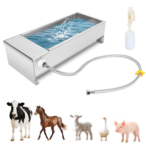 Float Drinking Bowl, Cattle Drinking Bowl, Large Capacity Automatic Water Dispenser 7.5L 304 Stainless Steel Self Filling for Dogs Horses Cows Goats