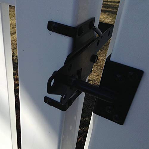 Self-Locking Gate Latch Heavy Duty Post Mount Automatic Gravity Lever Wood/PVC Fence Gate Lock with Fasteners Hardware,for Secure Pool |Yard | Garden, Steel,Black - color: Black