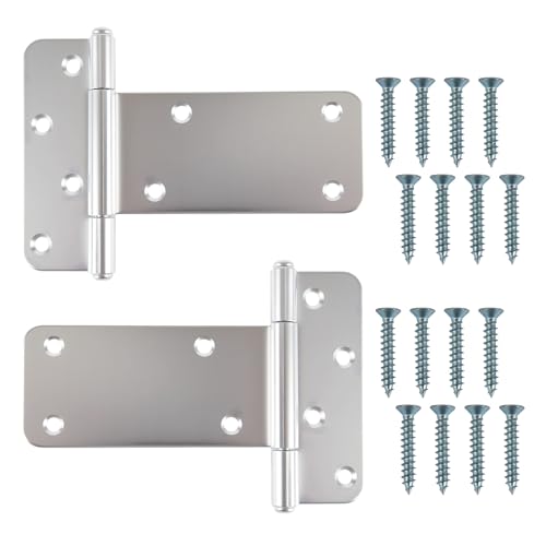 5 in T-Strap Shed Door Hinges,260 Lbs Capacity,2Pack Heavy Duty Tee Hinge, Silver T-Gate Hinges, Gate Strap Hinges, Wrought Hardware for Wooden Fences, Barn Door, Shed Doors (Patent Pending) - color: Silver, size: 5 in -2 pcs