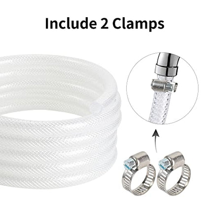 5/8’’ ID × 7/8’’ OD - 10 ft Clear Braided Hose Plastic Vinyl Tubing, High Pressure Flexible Reinforced PVC Tube for Transfer Water Air Oil, BPA Free & Non-Toxic - size: 5/8'' I.D., style: 10 FT