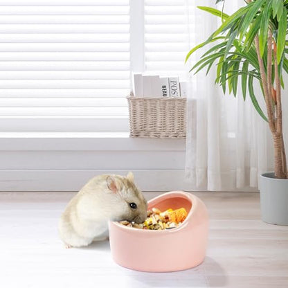 4 Pack Ceramic Hamster Food Bowl, Splash-Proof, Tip-Proof, Chew-Resistant, Easy to Clean Small Animal Bowl for Hamster/Guinea Pig/Chinchilla/Hedgehog, 1 Pink + 1 Blue + 1 Green + 1 Yellow - color: Pink + Blue + Green + Yellow