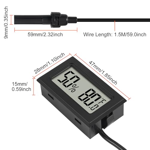 1Pcs Mini Digital Thermometer Hygrometer Gauge with Probe Sensor LCD Display Meter Indoor Temperature Humidity Fahrenheit Meter for Incubator Reptile Plant Tank Garden ℉ - size: 1 pcs