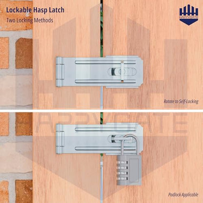 Swivel Staple Safety Hasp Latch Lock, Stainless Steel Padlock Hasp Door Lock Latch Hardware, Brushed Finish Clasp Hasp Lock Latchs for Fence, Shed, Gate, Cabinet, Pet Cage, Black, 1pcs - color: Silver