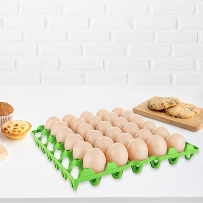 DAJAVE 12 Pack Plastic Egg Tray, Egg Crates 30-Eggs Flats for Home Chicken Farmers, Stackable Eggs Cartons Flats for Packing, Storage, Shipping Fresh (Green) - color: Green