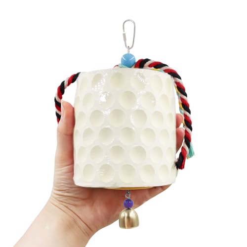 Oooct Large Chicken Chewing Toy, Chick Beak Grinding Calcium Stone with Bells, Chicken Coop Accessories, Cage Toys for Cockatiel Parakeet Parrot Budgies Rat Hamster Rabbit Bunny Green - color: White