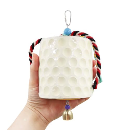 Oooct Large Chicken Chewing Toy, Chick Beak Grinding Calcium Stone with Bells, Chicken Coop Accessories, Cage Toys for Cockatiel Parakeet Parrot Budgies Rat Hamster Rabbit Bunny Green - color: White