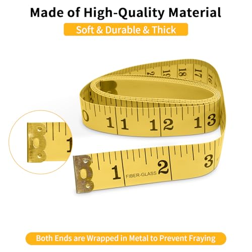 6 Packs Soft Measuring Tape for Body Measurements, Wider Dual Scale 60 Inch Tape Measure Body Measuring Tape for Fabric Cloth Sewing Waist Tailor Craft Weight Loss, Yellow - color: Yellow
