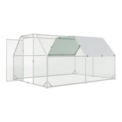 4ever2buy Metal Chicken Coop, 9.2x12.5 FT Walk-in Chicken Run Pen Poultry Cage, Water-Resistant & Anti-UV Cover, Large Chicken Coop for 12-15 Chickens - size: 149.5"L x 110.3"W x 76.8"H