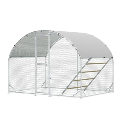 Large Metal Chicken Coop, Chicken Runs for Yard with Cover, Arch Roof Chicken Coop, Outdoor Chicken Pen, Heavy Duty Galvanized Steel Frame, Waterproof Cover, 10 x 6.5 x 6.5 FT - size: 10' x 6.5'