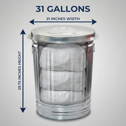 31 Gallon Metal Trash Can, Galvanized Steel Trash Can with Locking Lid – Outdoor & Indoor Heavy-Duty Garbage Can, Rodent & Rust Resistant, Ideal for Yard Waste, Pet Food Storage, and More