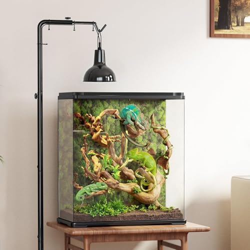 Reptile Heat Lamp Stand Adjustable 21"-62" – Metal Light Holder with Heavy Base for Bearded Dragon, Turtle, Snake, Lizard – Aquarium and Terrarium Heating Lamp Fixture - size: 62" Height