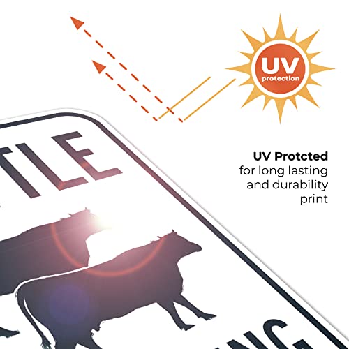 Cattle Crossing with Graphic Sign, 12x18 Inches, Rust Free .063 Aluminum, Fade Resistant, Made in USA - size: 12x18
