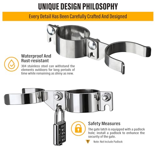 2-3/8" x 2-3/8" Chain Link Gate Latch Heavy Duty Stainless Steel Fence Gate Fork Latch Hardware with Padlock Hole 1pcs - color: 2-3/8"x2-3/8"