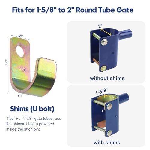 2 Pack 2 Way Farm Gate Latch for Metal Tube Gate 1-5/8" to 2" Diameter, Blue, Replaces S16100300 Two Way Gate Latch - color: 2x S16100300
