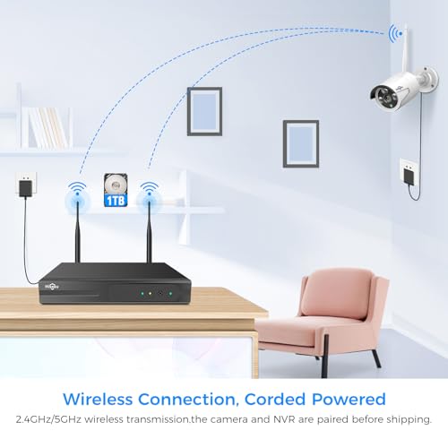 [100ft] Hiseeu Wireless WiFi Security Camera System, Wired Plug-in Powered, Expandable 16CH 4K NVR, 4Pcs 3MP Night Vision Cameras Home Surveillance Outdoor, Motion Detection, 1TB HDD, One-Way Audio - color: White-6