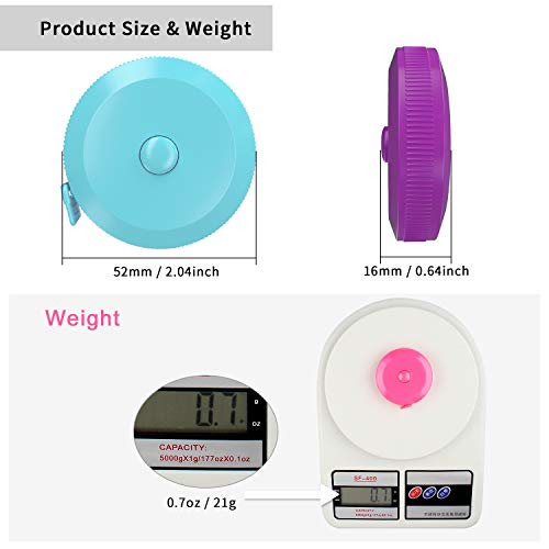 DiCUNO 60-Inch 1.5 Meter Soft and Retractable Tape Body Tailor Sewing Craft Cloth Dieting Measuring Tape (3 Pcs of Purple Sky-Blue Cherry-Pink with Soft Tape) - color: 3 Colors (Purple/Sky Blue/Pink)