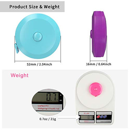DiCUNO 60-Inch 1.5 Meter Soft and Retractable Tape Body Tailor Sewing Craft Cloth Dieting Measuring Tape (3 Pcs of Purple Sky-Blue Cherry-Pink with Soft Tape) - color: 3 Colors (Purple/Sky Blue/Pink)