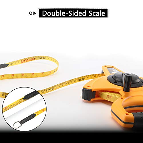LAND 100FT/30M Heavy Duty Fiberglass Tape Measure - 1/2-Inch Wide, Dual Inch/Metric Scale, Durable Open Reel Measuring Tape for Surveying, Engineering, Runway Construction - size: 30.5 m
