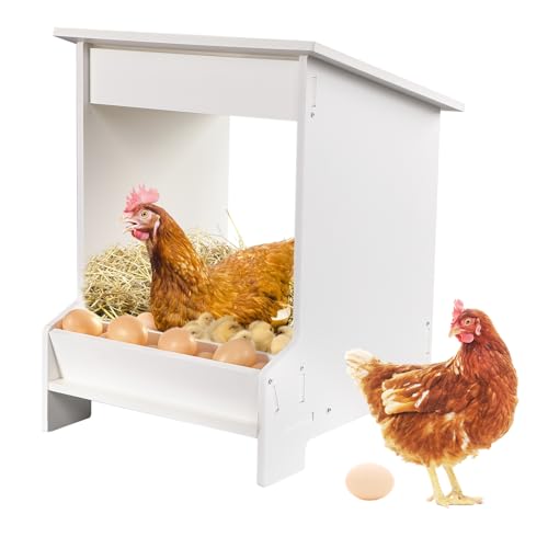 EARTHSON Nesting Boxes for Chickens, Chicken Coopwith Egg Storage, Chicken Laying Nest Box for Poultry Farm, Chicken Nesting Boxes for Duck and Poultry, White