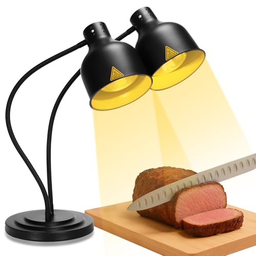 YUANHAO Commercial Dual-Head Food Heat Lamp | Buffet Warmer with 3 Shatterproof Bulbs – Flexible Gooseneck Heating Light for Catering, Restaurants & Carving Stations