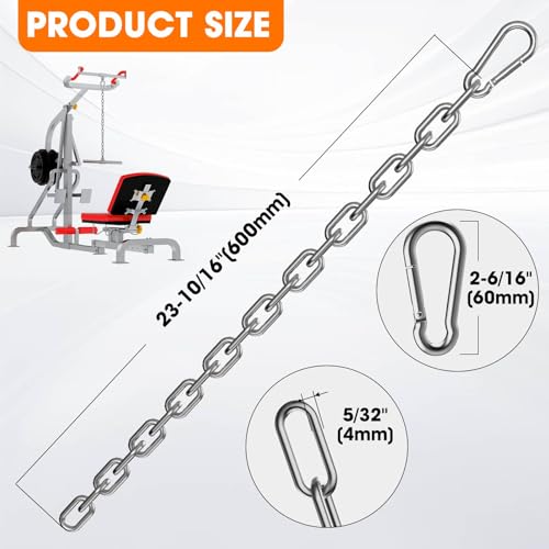 Gate Chain Lock, 23.6 Inch 304 Stainless Steel Chain Fence Gate Latch with Carabiner, Outdoor Hardware Lock Chain for Yards, Pet Cages, Horse Goat Dog Stall Barn and Fence Gates (Silver Dia 4mm-2Pcs) - color: Silver Dia 4mm-2Pcs