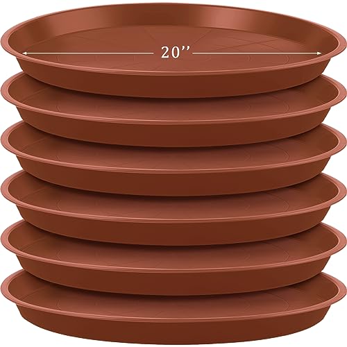 Eccliy 6 Pack Plastic Plant Saucer Heavy Duty Planter Saucers Large Plant Pot Saucers Plastic Water Trays for Indoors and Outdoors Flower Plant Plant Drip (Terracotta,20 Inch) - color: Terracotta, size: 20 Inch