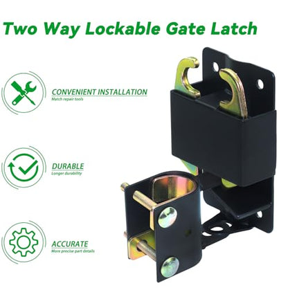 5 inch Black S16100700 Two Way Lockable Gate Latch with 4-Digit Combination Lock and Screwdriver for Metal Gates with 1-1/4" to 1-1/2" Diameter Tubes - color: A01 1xLockable Gate Latch for 1-1/4 to 1-1/2 Tubes