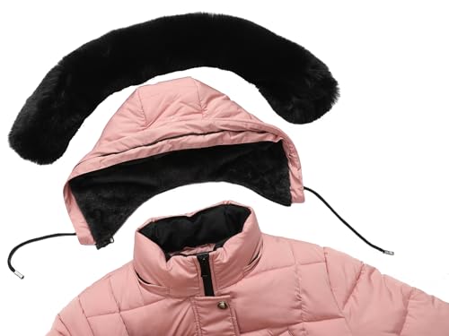 MOERDENG Women's Waterproof Long Winter Coat Thickened Down Alternative Jacket Warm Puffer Jacket Parka - color: Pink, size: Small