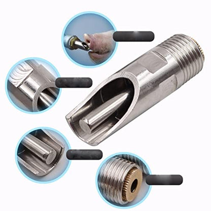 Automatic Pig Drinkers, 5 Pieces Thread Stainless Steel Automatic Pig Nipple Fountains Waterers with Copper Hat Duck Nozzle for Sows Piglets Drinking Water