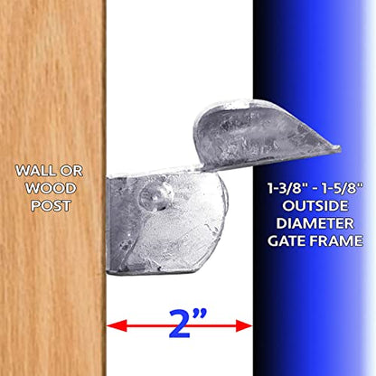 Wall Mount Gate Butterfly Fork Latch - 1-3/8" to 1-5/8" Fork Diameter - Chain Link Fence Gate Latching Hardware - Chain Link Fence Gate Parts - size: 1-3/8" Wall Mount
